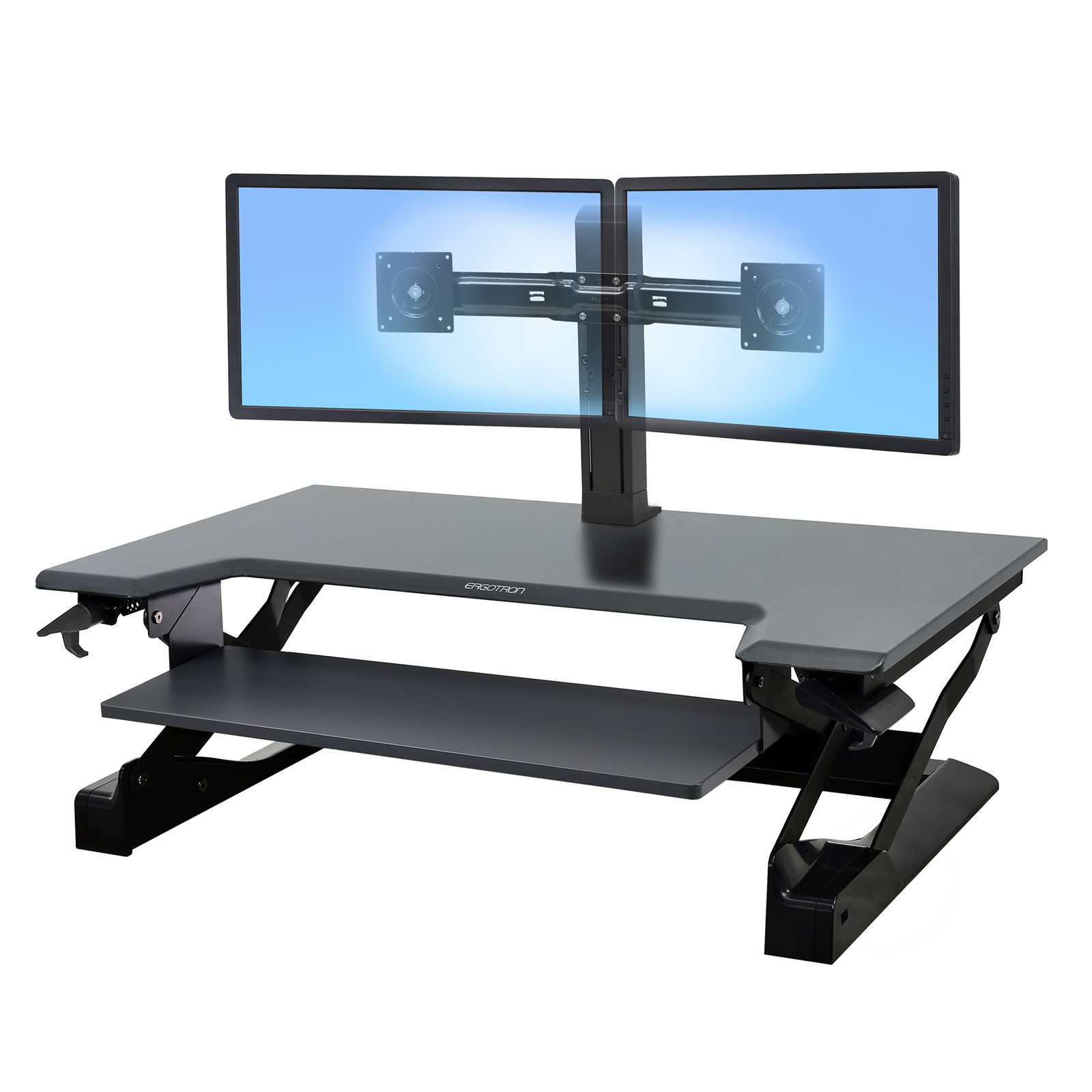 Workfit TL Adjustable Height Office Desk Converter with dual monitor arm